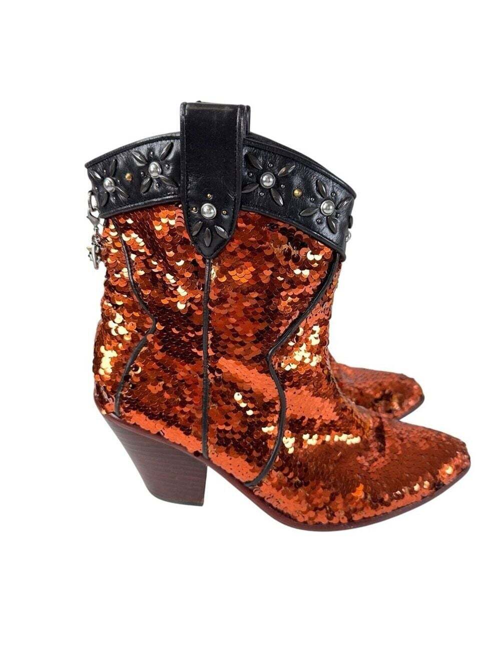 Coach Sequinned Cowgirl Boots Women’s 8.5 Western Glam Fashioncore Booties